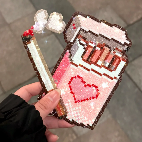 Pink Cigarette Case with Heart – Y2K Perler Bead Art