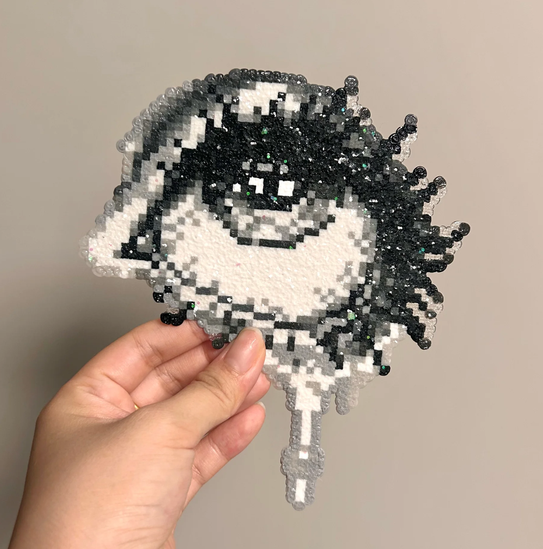 Glitter Drip Tomie Junji Ito Pixel Perler Bead Charm | Horror Manga Goth Accessory