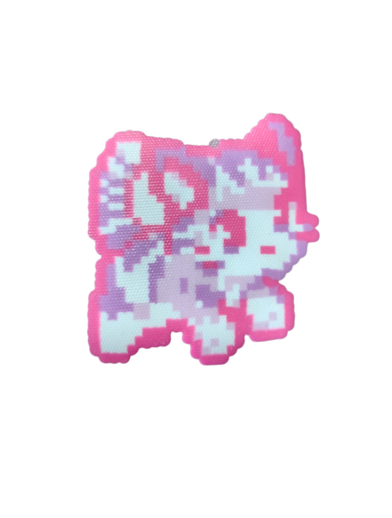 Pastel Pink Purple Pixel Cat Perler Bead Charm | Kawaii Y2K Backpack Accessory & Coaster