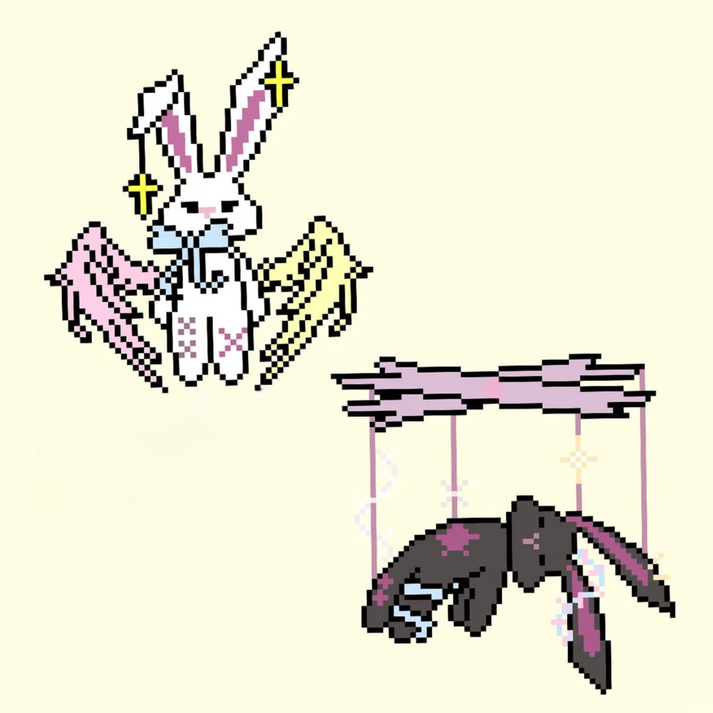 Angel & Puppet Bunny Set – Light & Shadow Perler Bead Art (Two Designs)