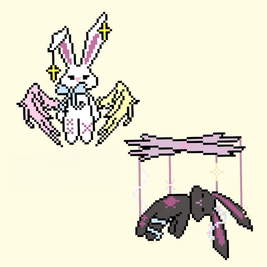Angel & Puppet Bunny Set – Light & Shadow Perler Bead Art (Two Designs)