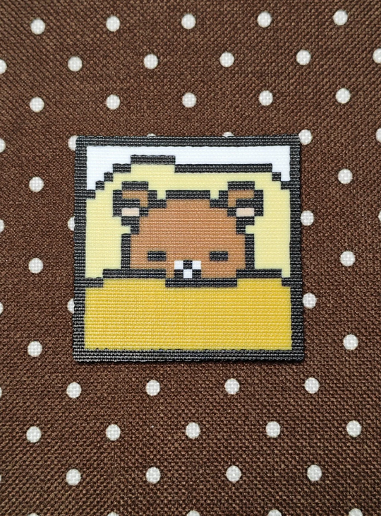 Sleepy Bear at Window Pixel Charm – Cosy Nook Scene – Warm Pastel Decor
