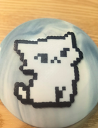 Minimal Monochrome White Kitten Perler Bead Charm | Simple Kawaii Cat Backpack Accessory & Coaster