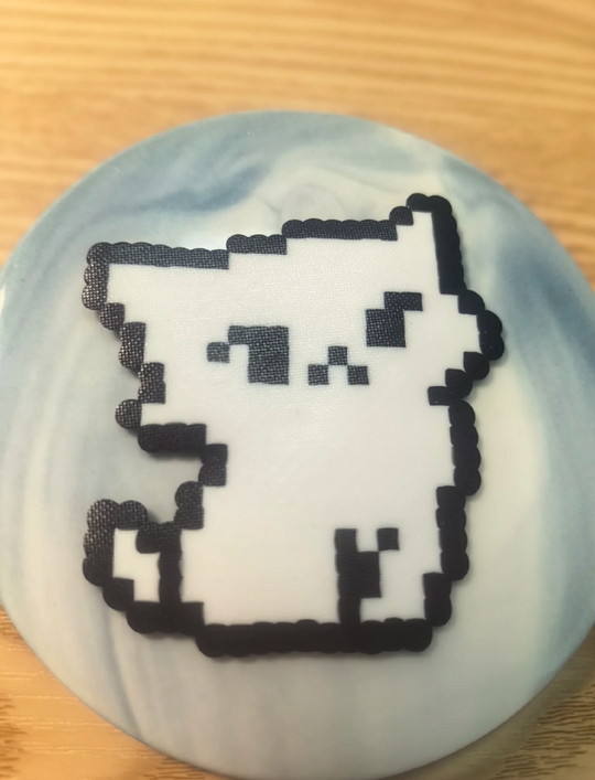 Minimal Monochrome White Kitten Perler Bead Charm | Simple Kawaii Cat Backpack Accessory & Coaster