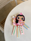 Glitter Birthday Girl Perler Bead Brooch | Kidcore Pastel Party Backpack Accessory