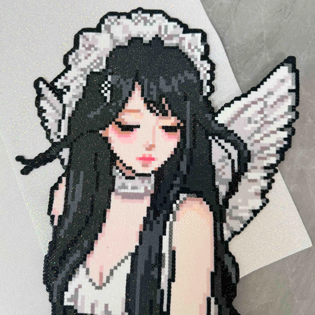 Angel Maid Portrait – Ethereal Perler Bead Art