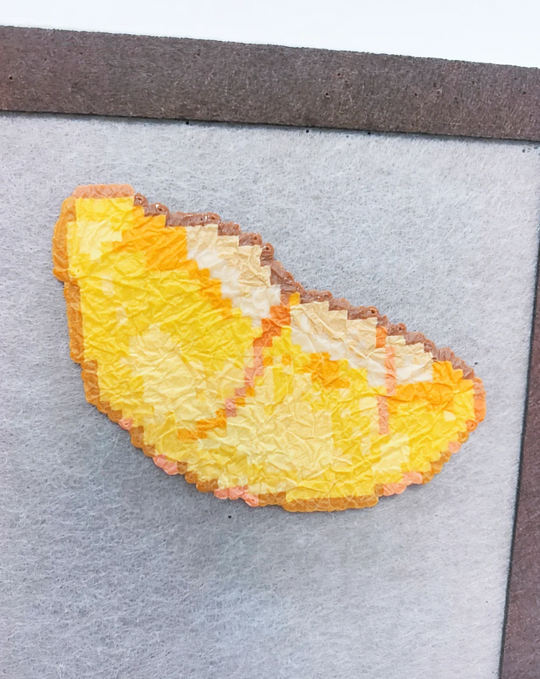 Citrus Slice Pixel Charm – Warm Yellow & Orange – Juicy Fruit Decor