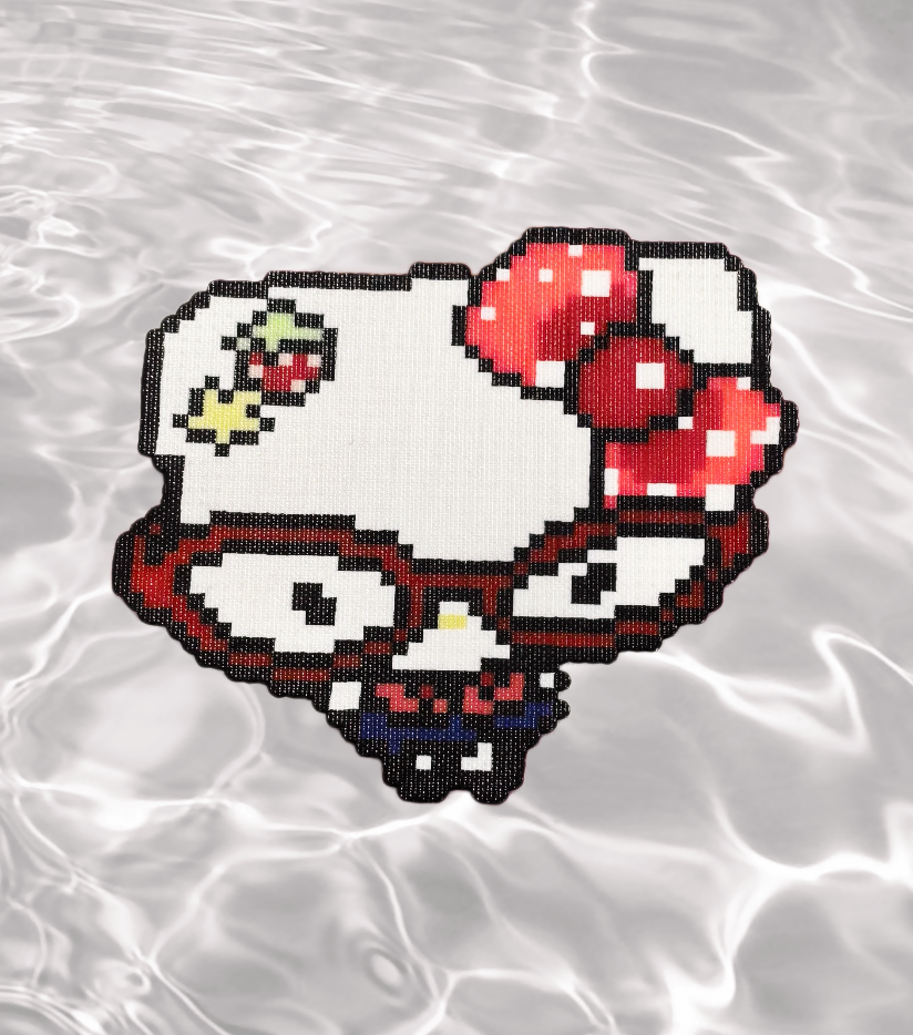 Heart Shaped Hello Kitty Strawberry Bow Perler Bead Charm | Kawaii Sanrio Coaster & Bag Accessory