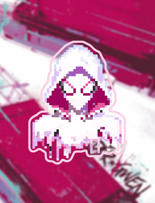 Drip Edge Spider-Gwen Pixel Perler Bead Cutout | Pastel Fandom Backpack Charm