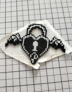 Bat‑Wing Heart Lock Perler Bead | Gothic Pixel Charm