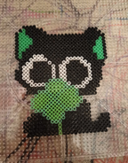 Black Cat With Four Leaf Clover Perler Bead Cutout | Lucky Backpack Charm & Magnet