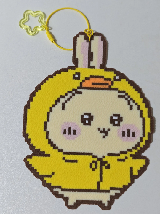 Chiikawa Rabbit Duck Onesie Perler Bead Keychain | Kawaii Anime Bag Charm