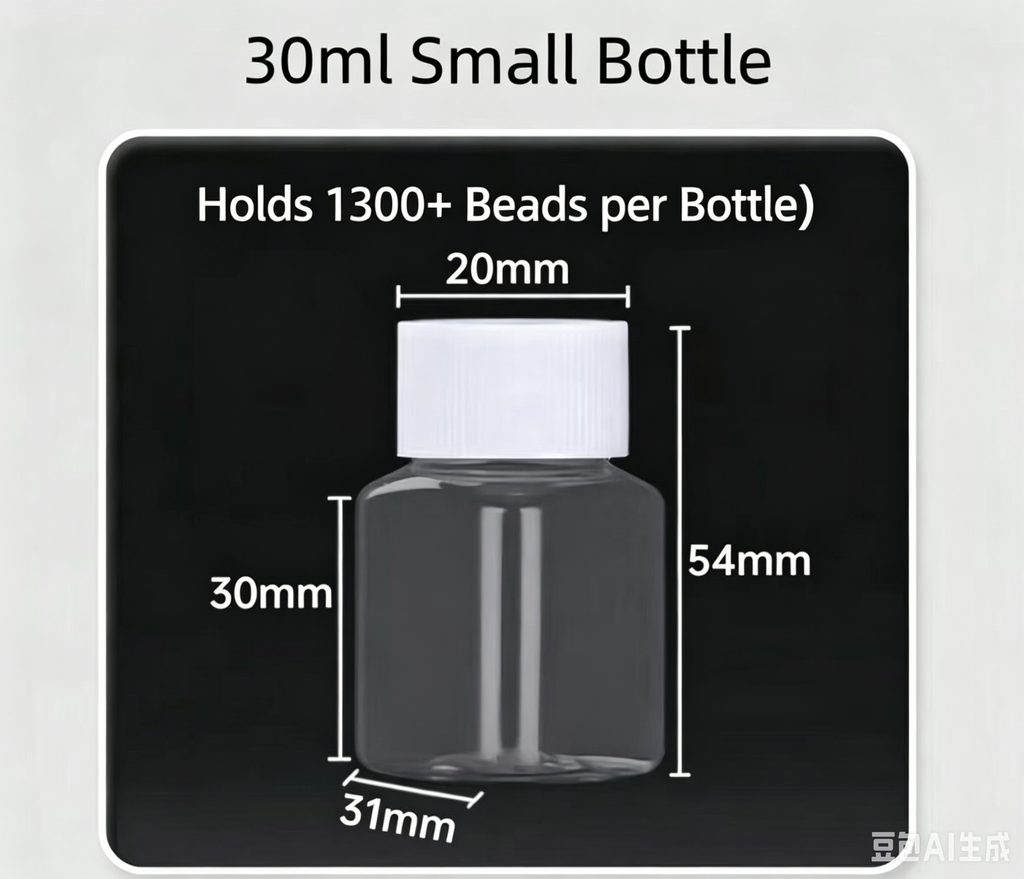 30ml Perler Bead Storage Jars (96 Pack) - Clear Square Containers with White Lids, Includes Color-Code Stickers for Organizing Fuse Beads & Small Craft Supplies