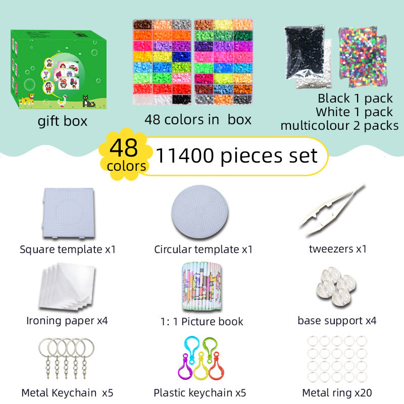 5mm Fuse Beads Kit - 24/36/48 Colors with Pegboards, Tweezers, Ironing Paper & Accessories | Complete DIY Perler Beads Set for Kids & Adults