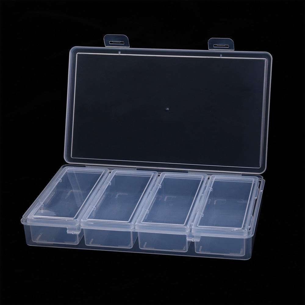 Adjustable 4-Compartment Clear Plastic Storage Box | For Perler Fuse Beads, Jewelry & Small Parts