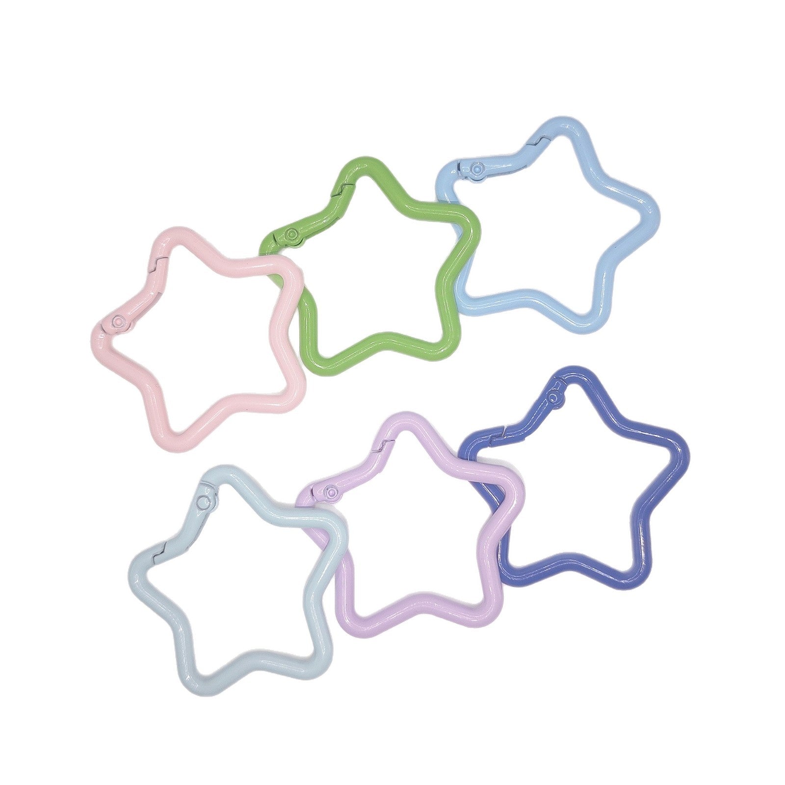 5-Point Star Spring Keychain Clasp – DIY Fuse Bead Keychain Hardware (Pack of 12)