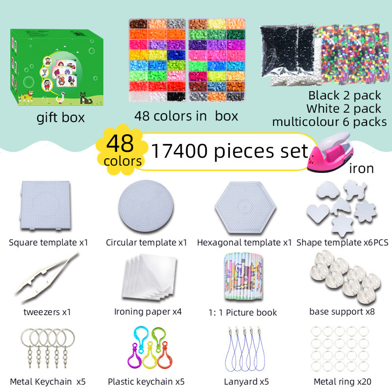 5mm Fuse Beads Kit - 24/36/48 Colors with Pegboards, Tweezers, Ironing Paper & Accessories | Complete DIY Perler Beads Set for Kids & Adults