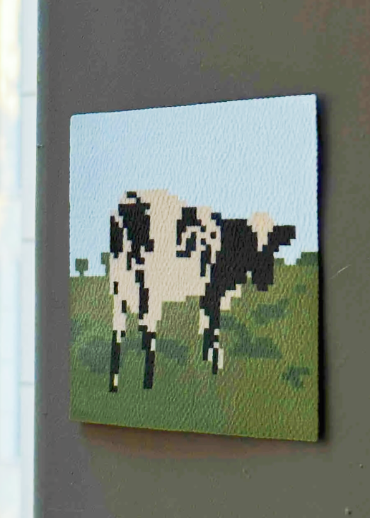Pixel Cow Pasture Perler Bead Wall Art | Rustic Farmhouse Room Decor