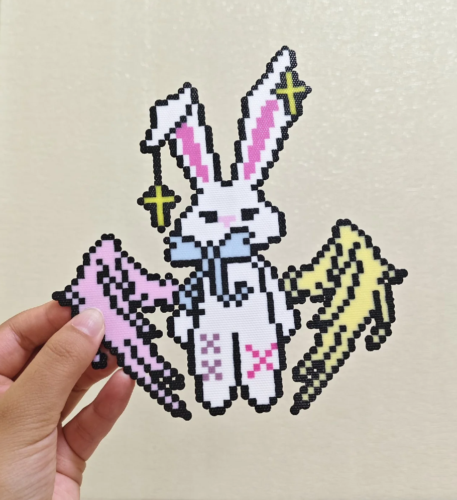 Angel & Puppet Bunny Set – Light & Shadow Perler Bead Art (Two Designs)