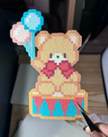 Circus Teddy Bear Lollipop Perler Bead Cutout | Carnival Backpack Charm & Fridge Magnet