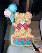 Circus Teddy Bear Lollipop Perler Bead Cutout | Carnival Backpack Charm & Fridge Magnet