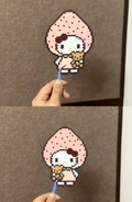 Strawberry Hood Hello Kitty Perler Bead Cutout | Kawaii Sanrio Backpack Charm & Fridge Magnet