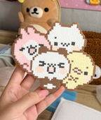Stacked 4 Character Chiikawa Perler Bead Coaster | Kawaii Anime Desk Decor