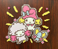 Sanrio Piano & My Melody Pixel Scene – Brown Outline, Soft Pastels & Flat the Mouse – Sweet Kawaii Decor