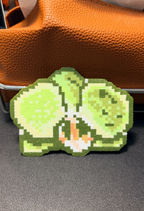 Cabbage Pixel Coaster – Glitter Green Gradient & Fortune Symbol – Lucky Vegetable Decor
