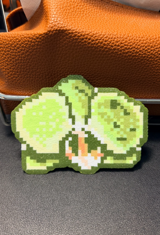 Cabbage Pixel Coaster – Glitter Green Gradient & Fortune Symbol – Lucky Vegetable Decor
