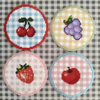 Handmade Fruit Perler Bead Coasters – Cherry / Strawberry / Grape / Apple