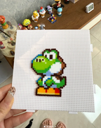 Super Mario Yoshi Perler Bead DIY Pattern | Retro Gamer Backpack Charm & Desk Coaster