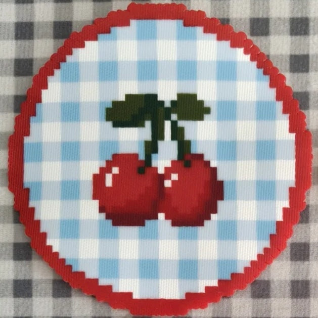 Handmade Fruit Perler Bead Coasters – Cherry / Strawberry / Grape / Apple