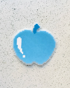 Sky Blue Gloss Apple Perler Bead Coaster | Minimal Pastel Fruit Desk Table Decor