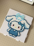 Blue Cinnamoroll x Hello Kitty Fusion Perler Bead Decor | Sanrio Kawaii Desk Coaster & Charm