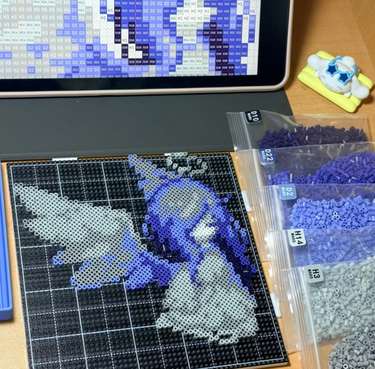Purple‑Blue Angel Fantasy Anime Perler Bead Pixel Art