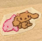 Puppy & Dolphin Pixel Charm – Warm Brown & Soft Pink Duo – Sweet Mascot Decor