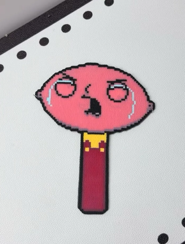 Crying Pink Lemon Lollipop Meme Perler Bead Charm