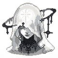 Gradient Sacred Cross Nun Anime Perler Bead Charm | Gothic Grunge Backpack Accessory & Coaster