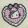 Glitter Pink Heart Hello Kitty Perler Bead Charm | Coquette Y2K Sanrio Backpack Accessory & Coaster