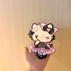 Hello Kitty‑Style Pixel Charm – Wink & Dreamy Eye with Black‑Pink Bow – Sweet‑Cool Sparkle