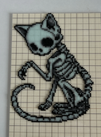 Skeleton Cat Perler Bead | Spooky Gothic Pixel Art Charm