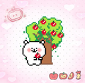 Bear & Apple Tree – Soft Pixel Perler Art