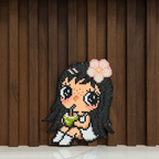 Freckled Girl with Drink – Kawaii Perler Bead Art