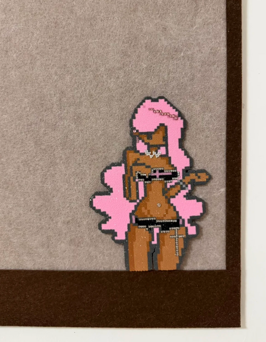 Y2K Pink Hair Diva Perler Bead | Alt Fashion Pixel Charm