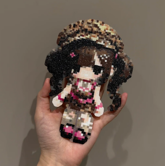 Retro Sweet Kawaii Girl – Cut-Out Pixel Perler Art