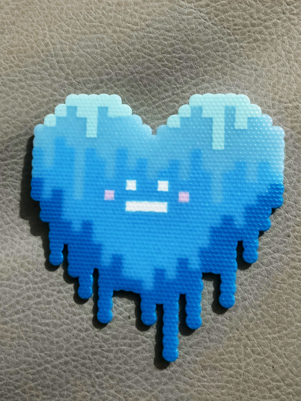 Gradient Blue Drippy Melt Heart Perler Bead Charm | Y2K Pastel Room Decor & Bag Accessory