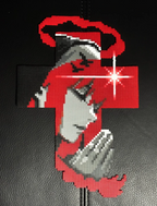 Red Cross Praying Nun Anime Perler Bead Coaster & Backpack Charm