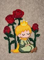 Glitter Little Prince Red Roses Perler Bead Charm | Book Lover Fridge Magnet & Backpack Accessory