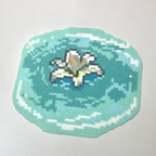Lily Pixel Coaster – Iridescent Water Ripple with White Lily – Retro Pixel Art